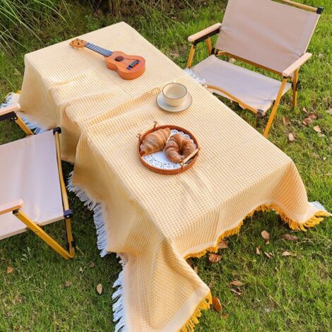 Jaune 90x180cm Nappes d'extérieur, tapis de tente de camping, tapis de pique-nique, couvertures de camping, nappes pour stands, sets de table basse