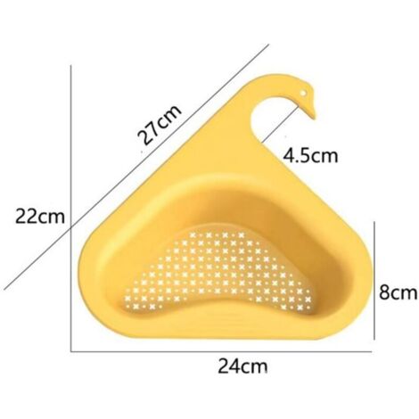 (Jaune) Égouttoir triangulaire de cuisine épais, panier filtrant d'évier en forme de cygne