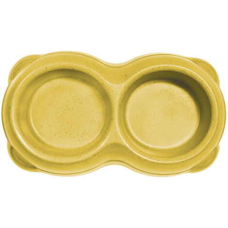 Jaune - Gamelle double pour chiens et chats en bambou naturel avec caoutchoucs antidérapants