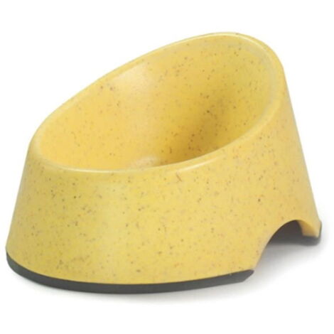 Jaune - Gamelle inclinée pour chien et chat en bambou naturel avec caoutchoucs antidérapants, idéale pour les chats et les chiens à long museau