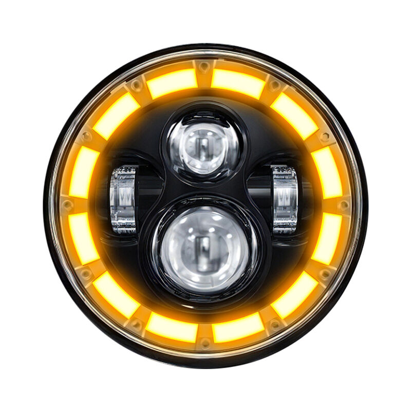 phare LED 7 pouces, phare rond étanche avec feux de croisement et clignotants DRL pour voitures et motos