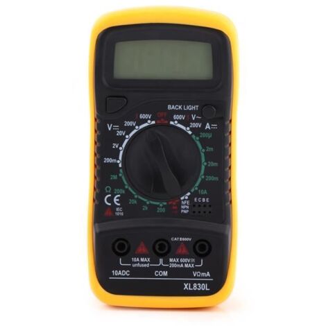 Jaune Multimètre Numérique XL830L Voltmètre Ampèremètre Ohmmètre Tester ABI
