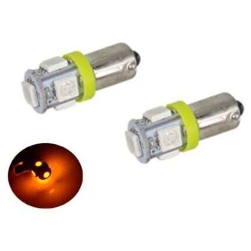 (Jaune-orange)BA9S LED avec 5 puces SMD5050 paquet de 2 T4W forme gris argent jaune-orange paquet de 2