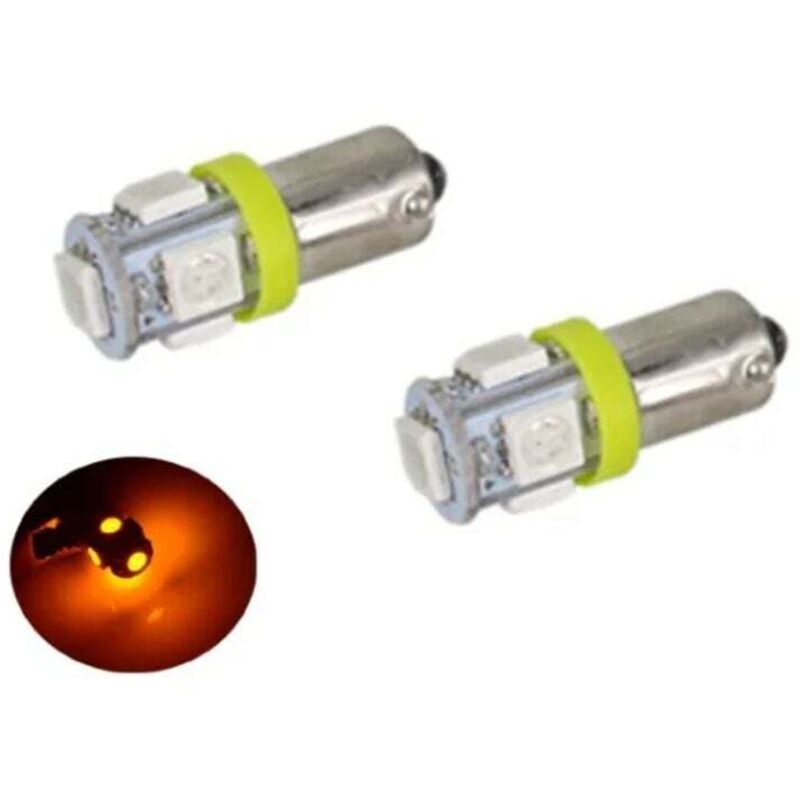 (Jaune-orange)BA9S LED avec 5 puces SMD5050 paquet de 2 T4W forme gris argent jaune-orange paquet de 2