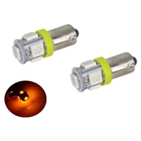(Jaune-orange)BA9S LED avec 5 puces SMD5050 paquet de 2 T4W forme gris argent jaune-orange paquet de 2
