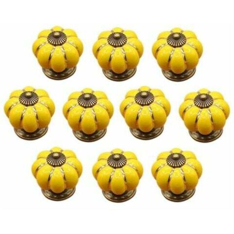 Jaune)10 Pcs Boutons de tiroir en céramique bouton de meuble pour tiroirs et placards de cuisine