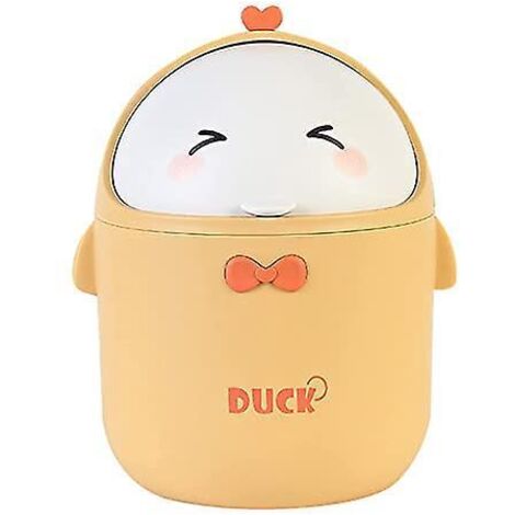 (jaune)mini Poubelle De Bureau Avec Couvercle, Poubelle De Style Dessin Anim Mignon Portable, Poubelle Bureau, Petite Poubelle De Salle De Bain, P