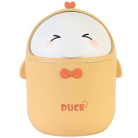 (Jaune)Mini Poubelle De Bureau Avec Couvercle, Poubelle de Style Dessin Animé Mignon Portable, Poubelle Bureau, Petite Poubelle de Salle De Bain, pour Chambre à Coucher, Bureau, Salon