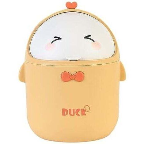 (Jaune)Mini Poubelle De Bureau Avec Couvercle, Poubelle de Style Dessin Animé Mignon Portable, Poubelle Bureau, Petite Poubelle de Salle De Bain, pour Chambre à Coucher, Bureau, Salon