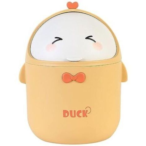 (Jaune)Mini Poubelle De Bureau Avec Couvercle, Poubelle de Style Dessin Animé Mignon Portable, Poubelle Bureau, Petite Poubelle de Salle De Bain, pour Chambre à Coucher, Bureau, Salon