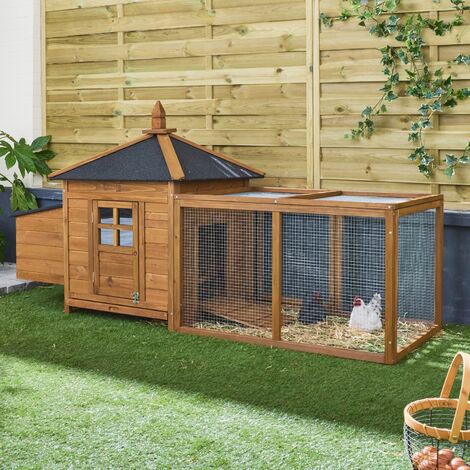 JAVA gallinero de madera, 4 gallinas, jaula para gallinas con recinto - Madera