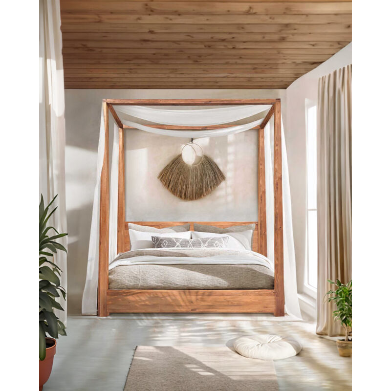 Java - Lit baldaquin en teck massif