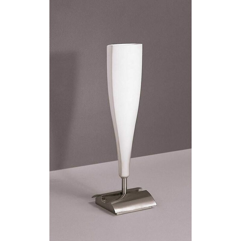 09diyas - Java Small Table Lamp 1 E14 Bulb, satin nickel / frosted white glass