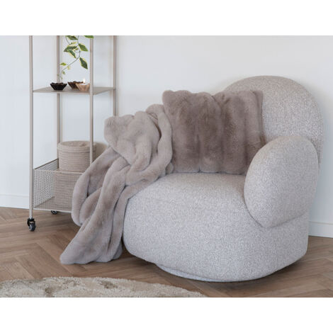 Javier - fauteuil pivotant - en tissu bouclette - gris clair