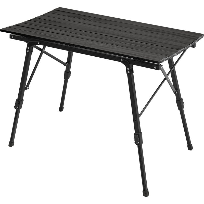 Table de camping table de jardin table pliante réglable en hauteur aluminium noir - Jawinio