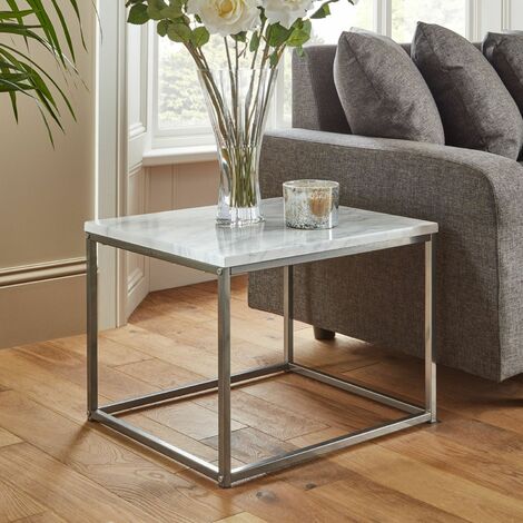 Jay side table - marble effect and chrome - Marble