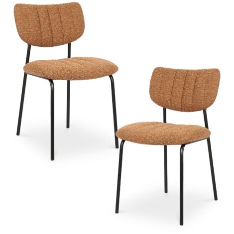 JAYDA - Lot de 2 chaises en tissu orange piètement métal noir