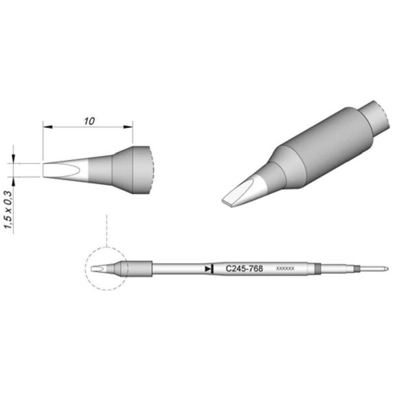 JBC - Tools C245768 Panne de fer à souder forme de burin, droite Taille de la panne 0.3 mm Contenu 1 pc(s)