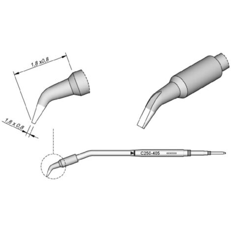 JBC Tools C250405 Panne de fer à souder forme de burin, coudée Taille de la panne 0.8 mm Longueur de la panne 12 mm Con