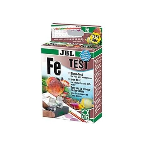 JBL Fe Fer Test-Set, Test rapide pour déterminer la teneur en fer dans les bassins et les aquariums d'eau douce et d'eau de mer, Test Fer Fe