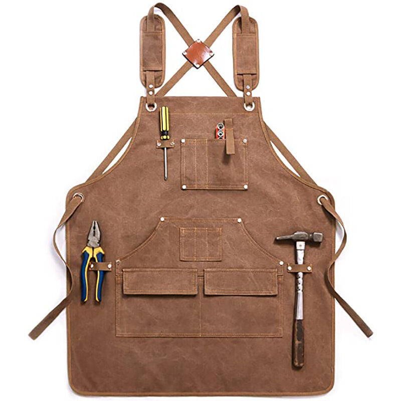 Tablier à outils avec poches, en toile épaisse et résistante, adapté aux outils électriques et de jardin, bretelles croisées réglables, unisexe,