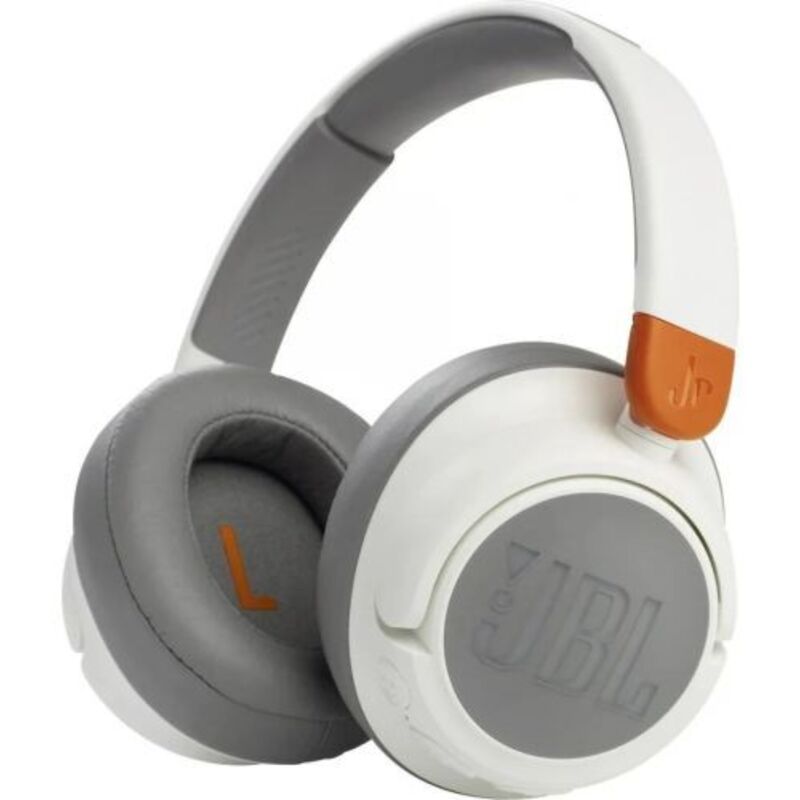 JBL JR460 NC Casque supra-auriculaire portable sans fil avec Bluetooth et réduction du bruit de, pour les enfants, jusqu'à 20 heures de de durée et une charge rapide, blanc.