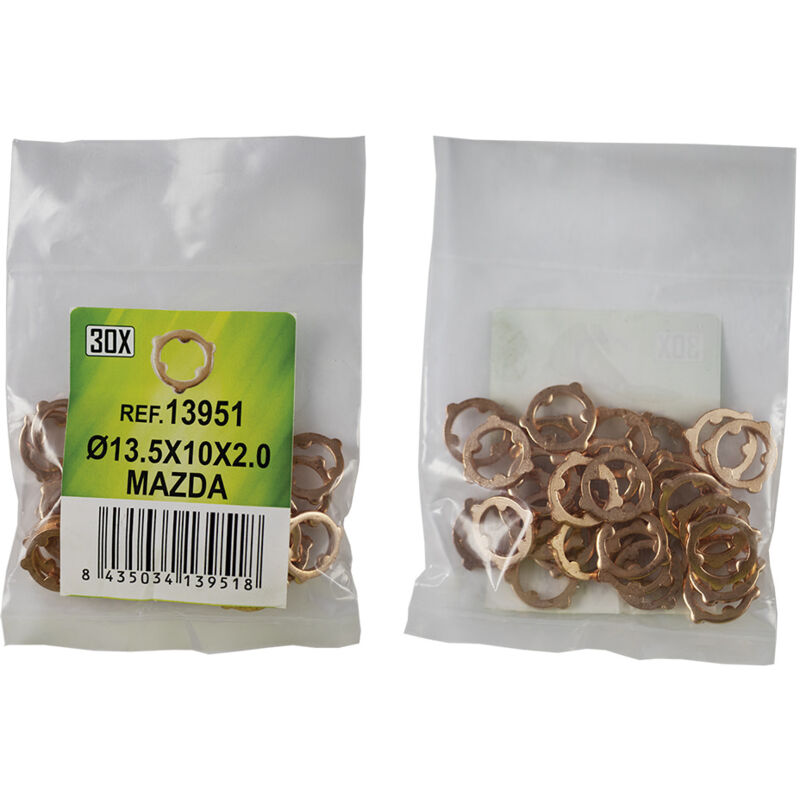 

13951 BOLSA DE 30 ARANDELAS DE COBRE PARA INYECTORES - Ø13.5x10x2.0 - MAZDA (REF. 53464) - JBM