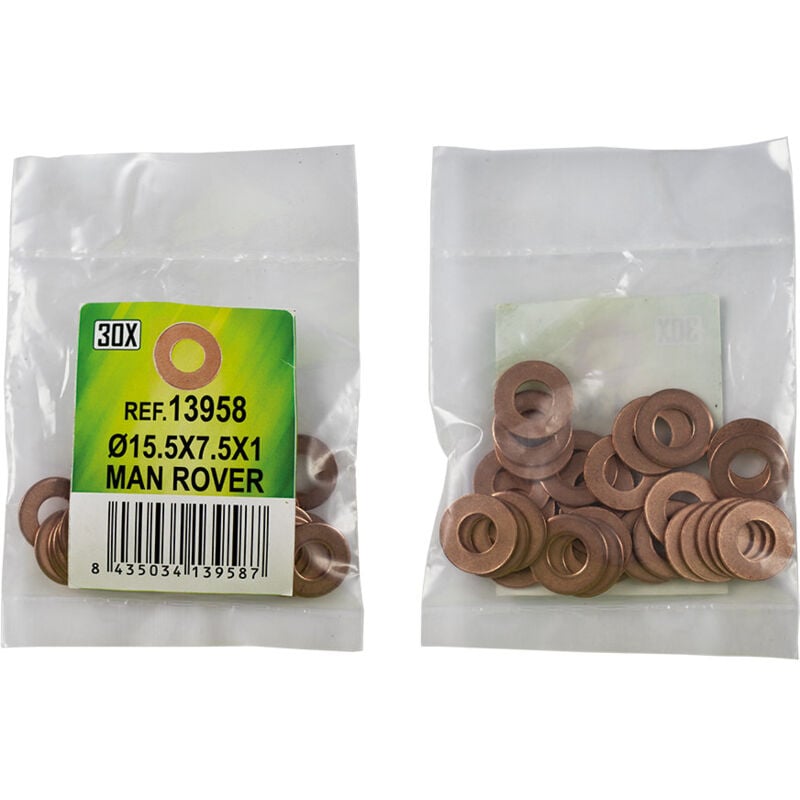 

13958 BOLSA DE 30 ARANDELAS DE COBRE PARA INYECTORES - Ø15.5x7.5x1 - MAN ROVER (REF. 53464) - JBM