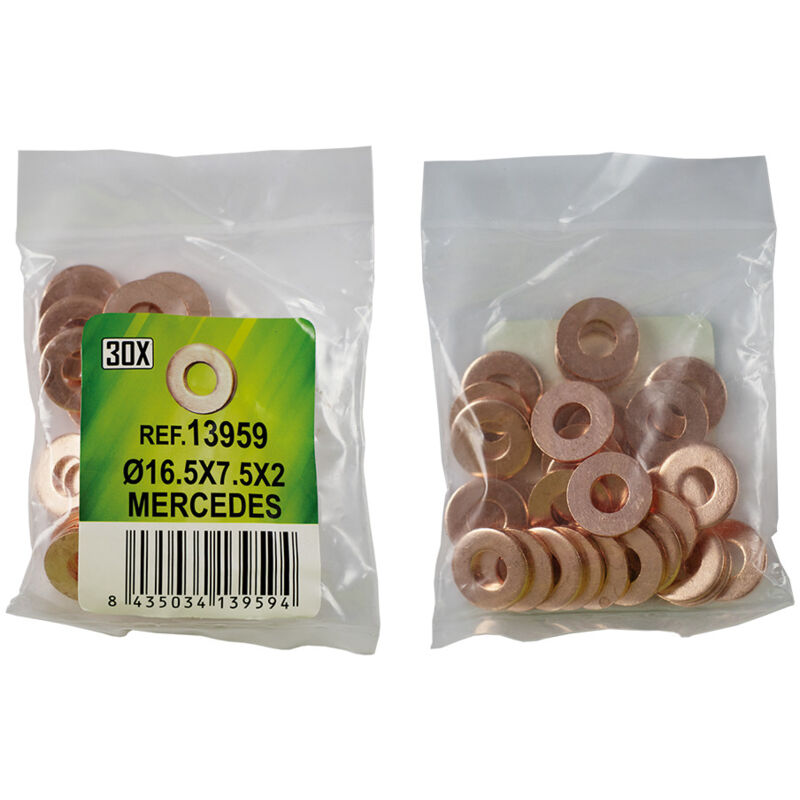 

13959 BOLSA DE 30 ARANDELAS DE COBRE PARA INYECTORES - Ø16.5x7.5x2 - MERCEDES (REF. 53464) - JBM