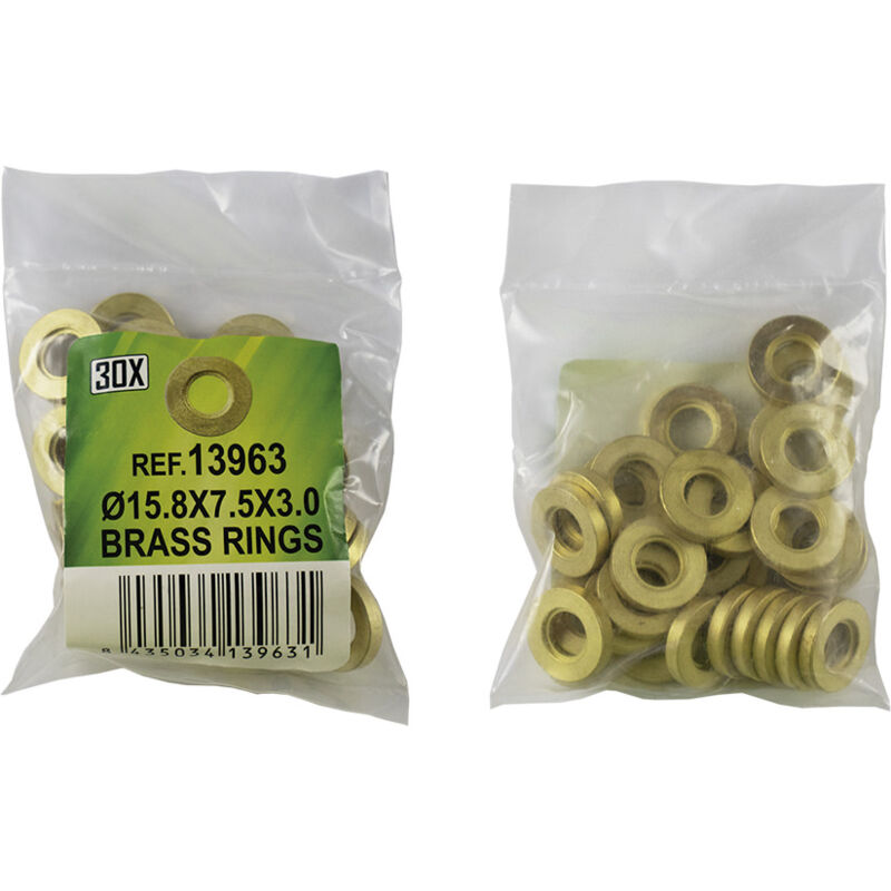 

13963 BOLSA DE 30 ARANDELAS DE LATÓN - Ø15.8x7.5x3.0 - JBM