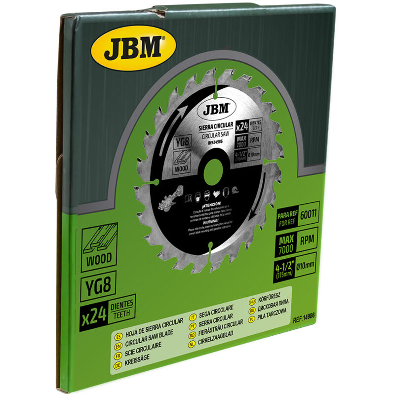 

14986 Hoja De Sierra Circular 24T 115Mm Para Madera Para Ref. 60011 - Jbm