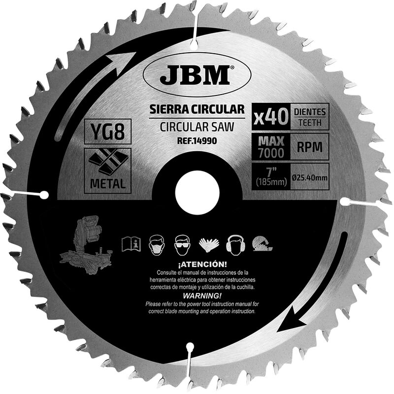 

Jbm 14990 Hoja De Sierra Circular 40T 185Mm Para Metal Para Ref. 60022