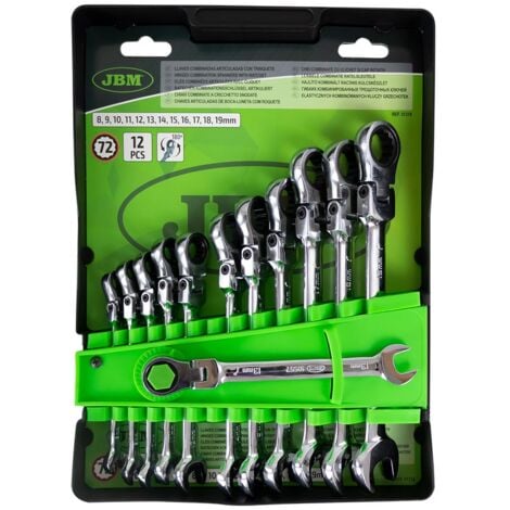 JBM 51318 Estuche Expositor con 12 Llaves Combinadas con Trinquete