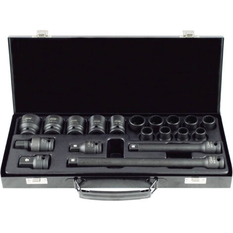 JBM 53531 6-Kant Schlagnuss Set, 1/2 + Adapter 19 Teile