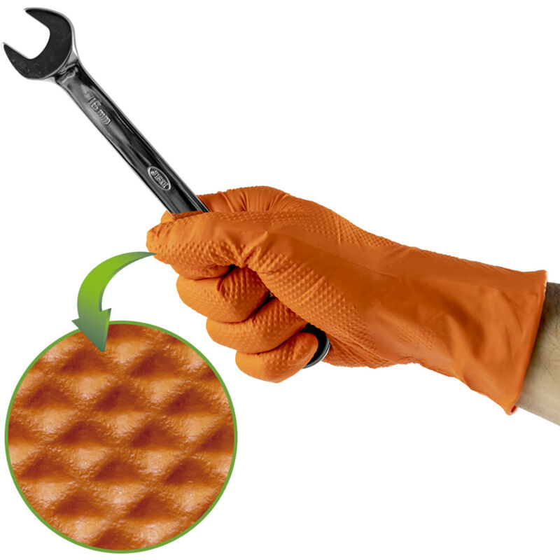 JBM - gants jetables en nitrile orange t :m 70MIL (100 pcs) 53551