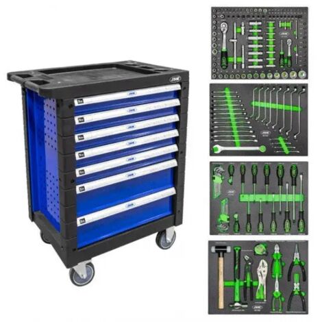 JBM 53767 Cassettiera a 7 cassetti blu con utensili 172 Pz.