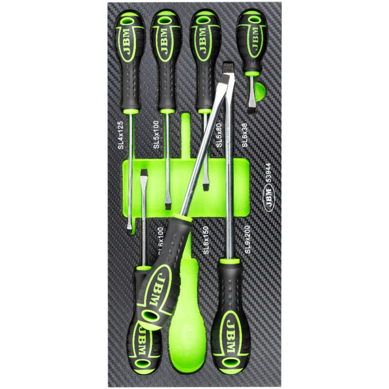 Lot de 7 tournevis plats avec module eva en fibre de carbone JBM 53944