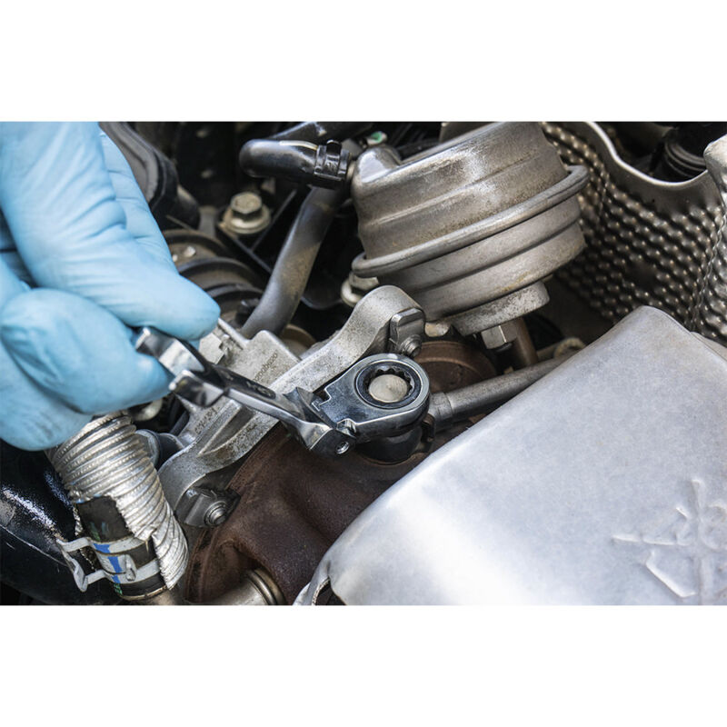 JBM - Lot de 12 mini clés à anneau avec articulation et cliquet 54032