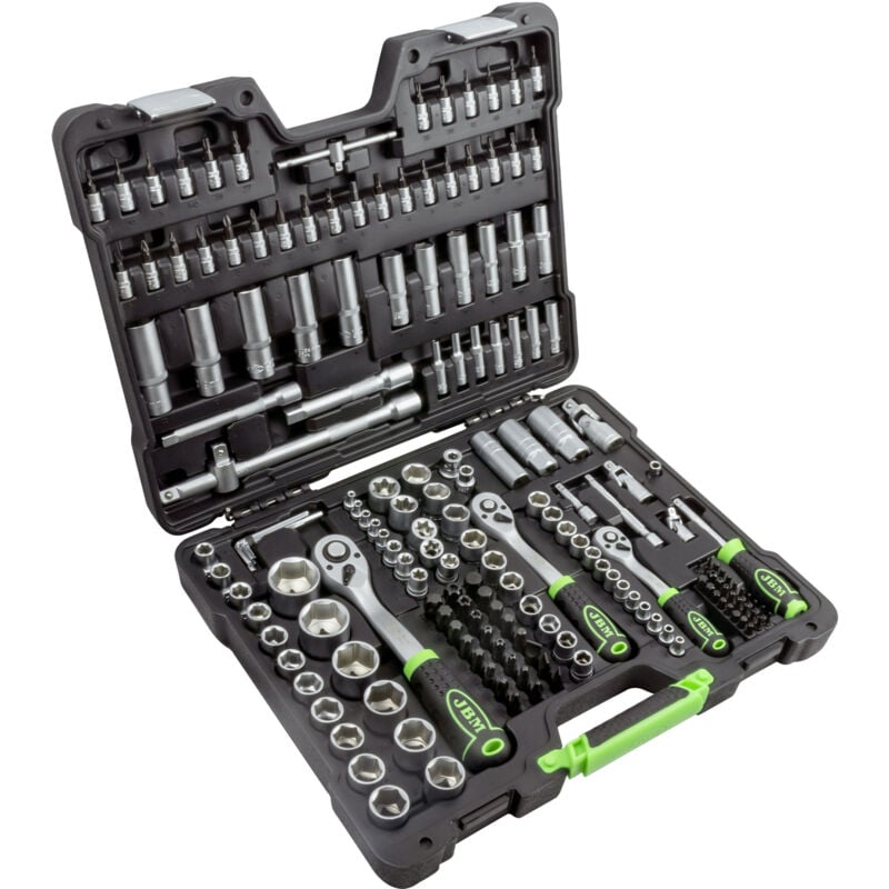 Mallette à outils de 179 pièces avec douilles hexagonales galvanisées JBM 54035