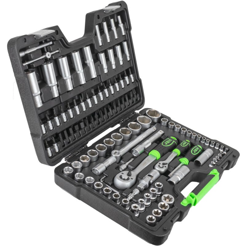 Mallette à outils de 108 pièces avec douilles hexagonales galvanisées JBM 54037