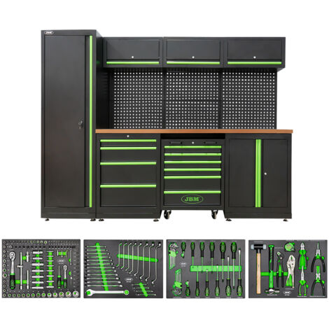 JBM – Ensemble de meubles modulaires 18 pièces – 4 modules en carbone EVA – Conception personnalisable pour ateliers et garages – Matériaux solides et durables