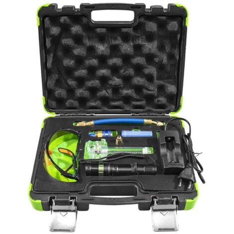 JBM – Kit de détection de fuite UV pour climatisation – Fluide fluorescent neutre – Lampe UV et accessoires inclus – Compatible avec systèmes de réfrigération
