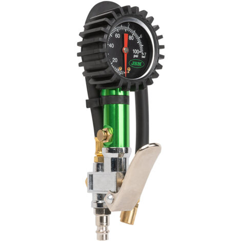 JBM – Pistolet pneumatique 0-100 PSI – Manomètre avec protection caoutchouc – Longueur tuyau 300 mm – 53449 - JBM53449