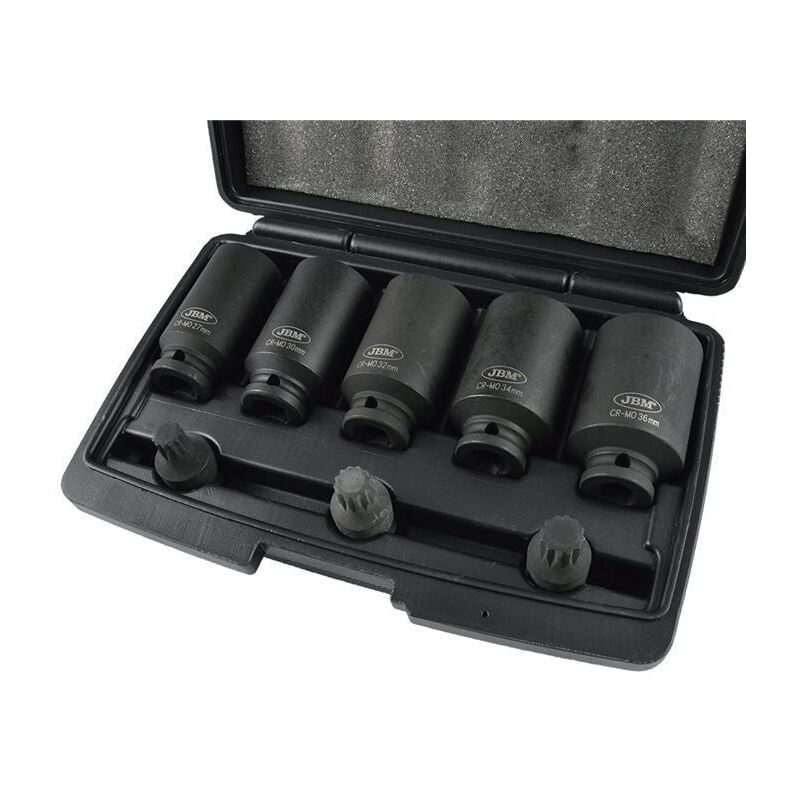 

Set de 5 vasos y 3 puntas XZN de impacto de 1/2' 52547 - JBM