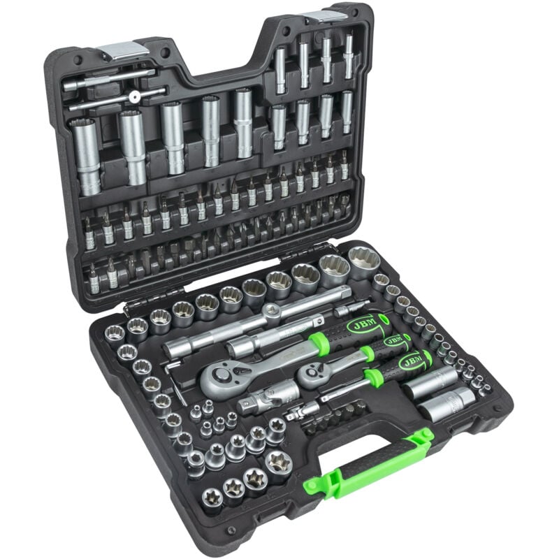 Mallette à outils de 113 pièces avec clés à douille galvanisées à 12 points JBM 54036