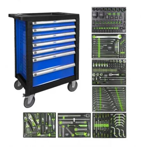 JBM54239 chariot à outils à 7 tiroirs bleu - camion spécial