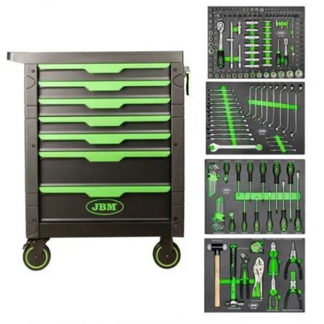 JBM54389 Chariot à outils à 7 tiroirs - vert