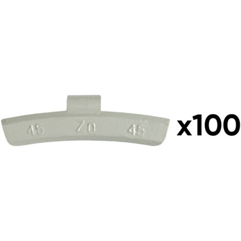 JBM54675 Boîte de 100 contrepoids en zinc avec agrafe de 45 g, spéciale pour jante en alliage
