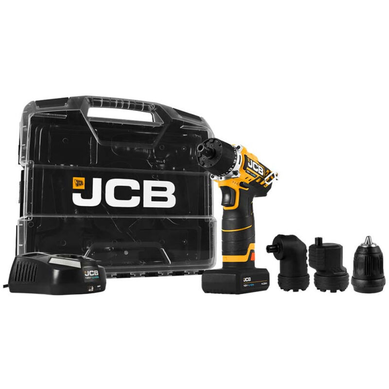 JCB 12V Cordless 4-in-1 Drill Driver 2x 2.0AH Li-ion Batteries in W-Boxx 102 Power Tool Case