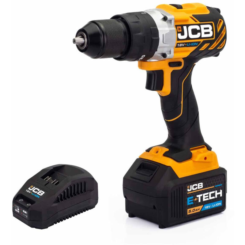 Jcb 18V 65Nm Brushless, Variable Speed Combi Drill with 5.0Ah Li-ion Battery & 2.4A Charger